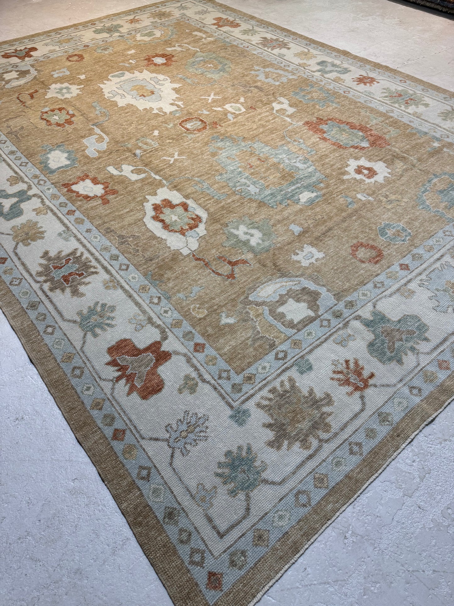 Hand-Knotted Wool Area Rug Turkish Oushak 10'1" x 13'8"