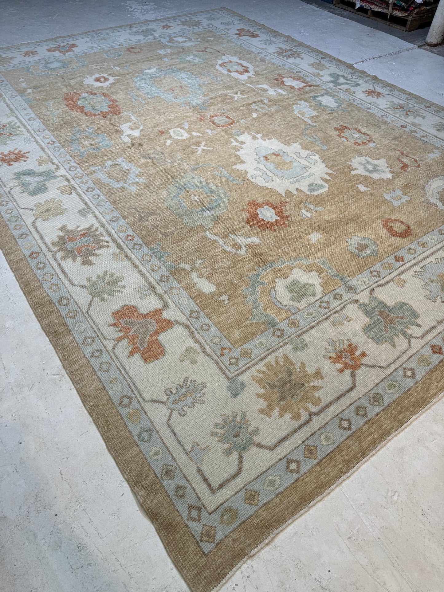 Hand-Knotted Wool Area Rug Turkish Oushak 10'1" x 13'8"