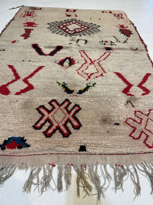 Hand-Knotted Wool Rug Moroccan 3'6" x 5'1"