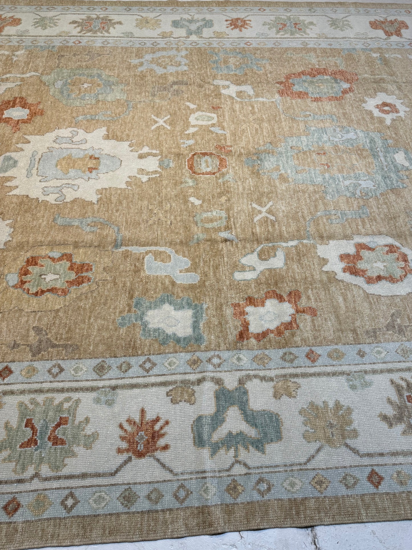 Hand-Knotted Wool Area Rug Turkish Oushak 10'1" x 13'8"