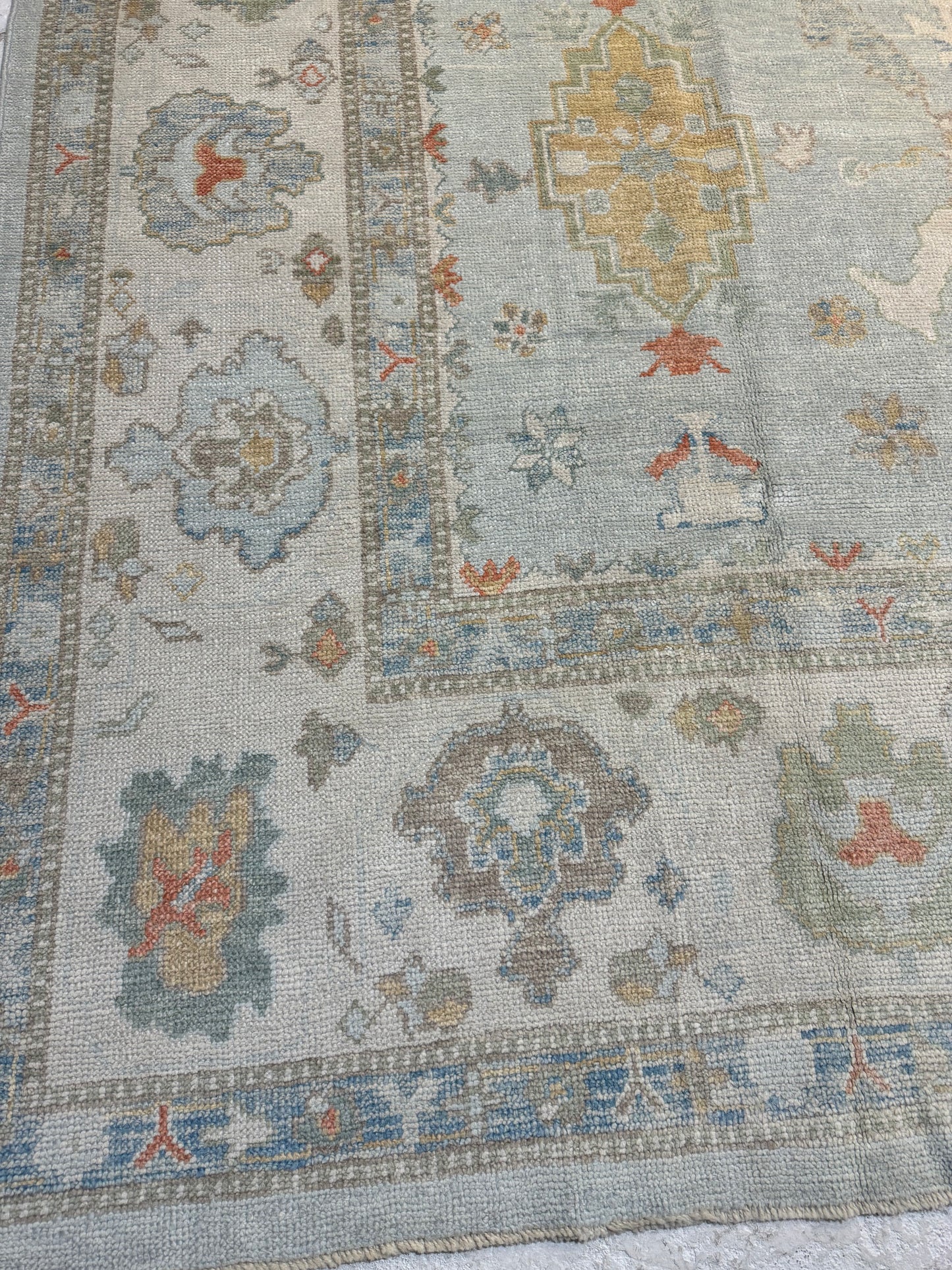 Hand-Knotted Wool Area Rug Turkish Oushak 9'5" x 12'8"