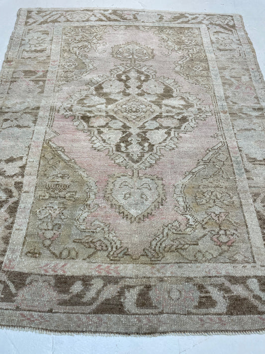 Hand-Knotted Wool Rug Turkish Oushak 3'3" x 4'1"