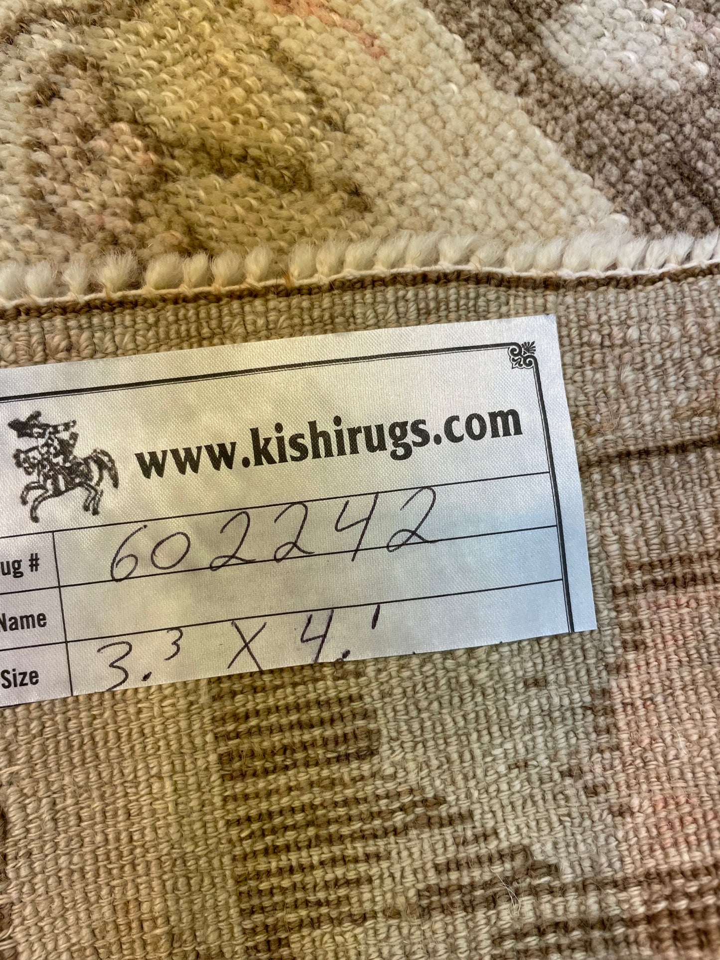 Hand-Knotted Wool Rug Turkish Oushak 3'3" x 4'1"