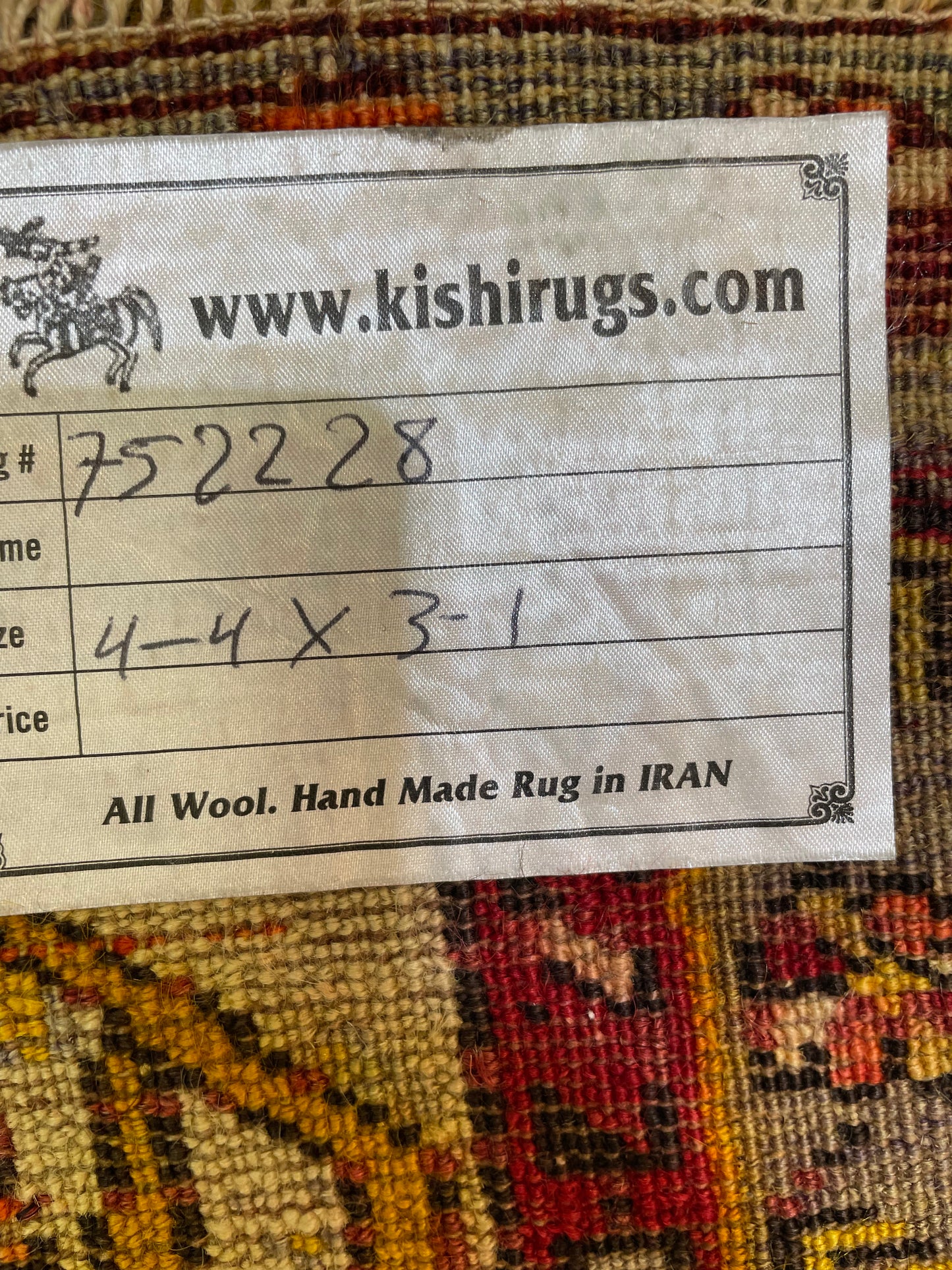 Hand-Knotted Wool Rug Turkish Oushak 3'1" x 4'4"