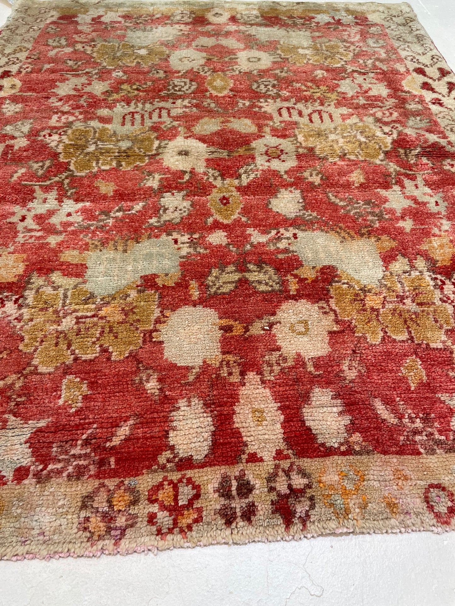 Hand-Knotted Wool Rug Turkish Oushak 3'3" x 3'11"