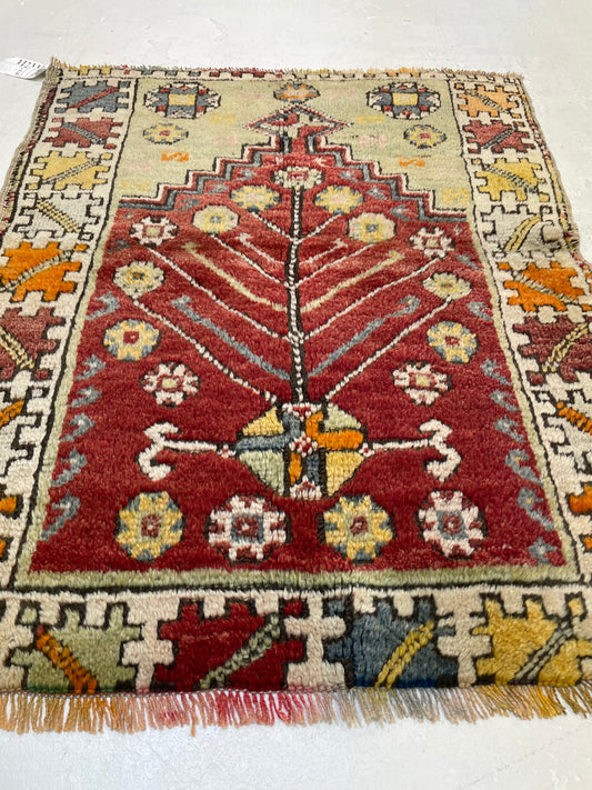 Hand-Knotted Wool Rug Turkish Oushak 2'10" x 3'8"