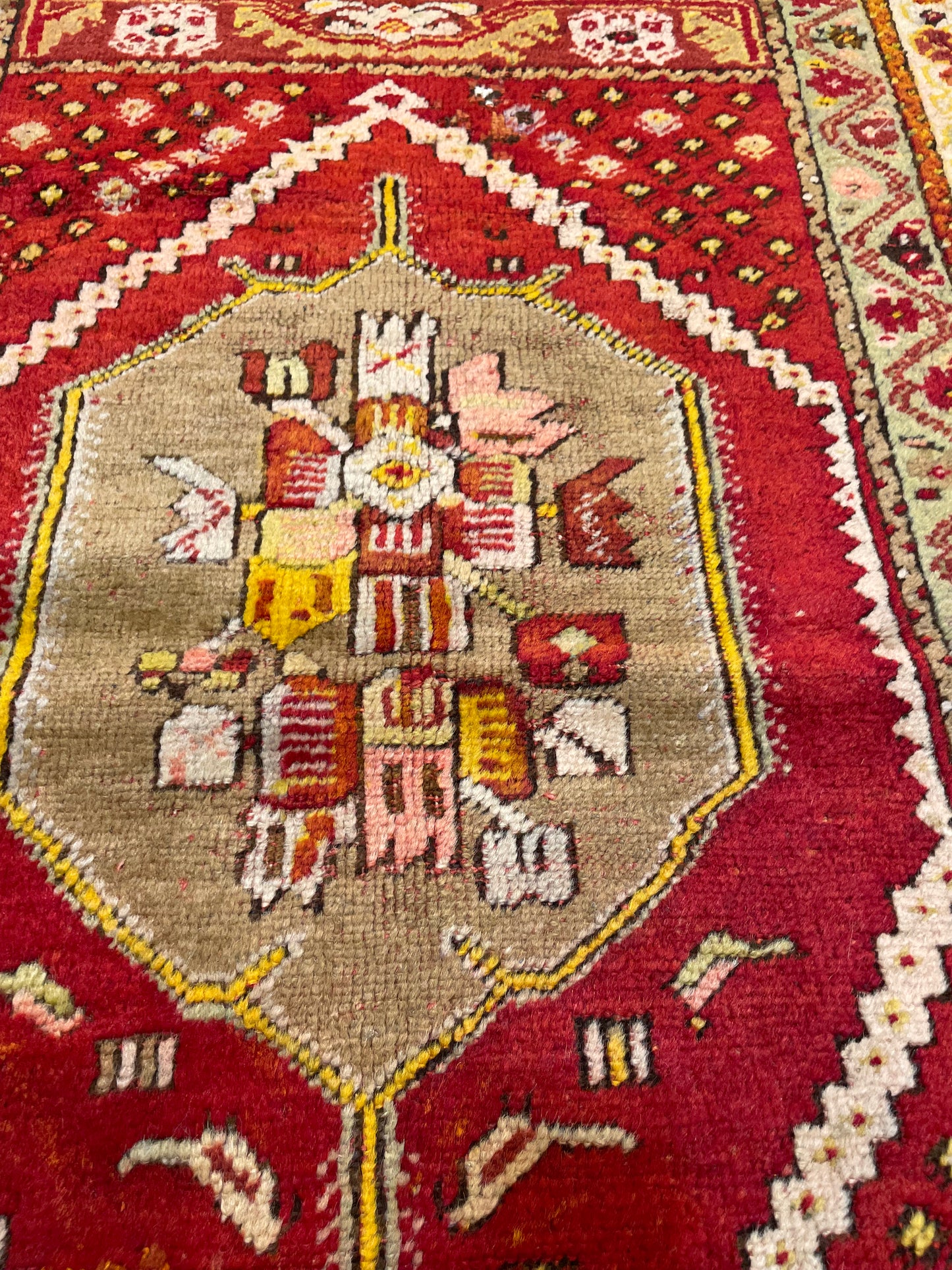 Hand-Knotted Wool Rug Turkish Oushak 2'7" x 4'1"