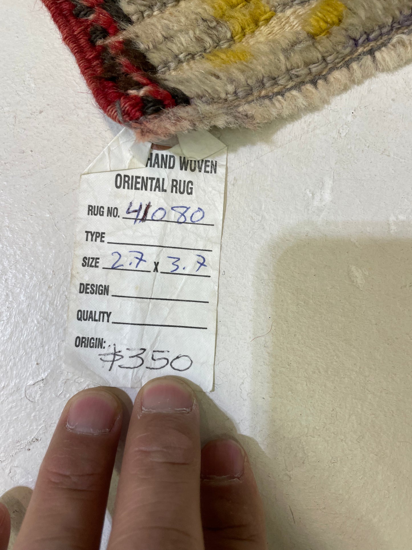 Hand-Knotted Wool Rug Turkish Oushak 2'7" x 3'7"