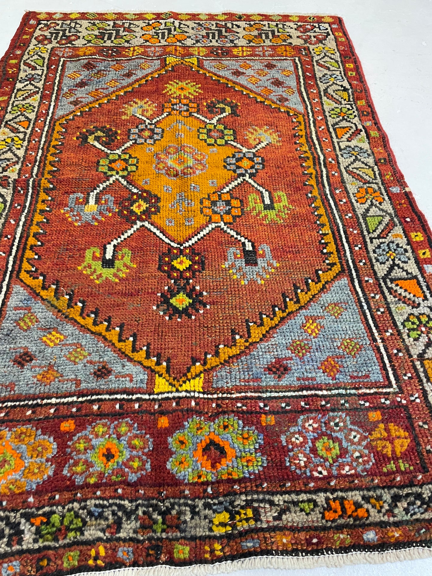 Hand-Knotted Wool Rug Turkish Oushak 2'10" x 4'2"