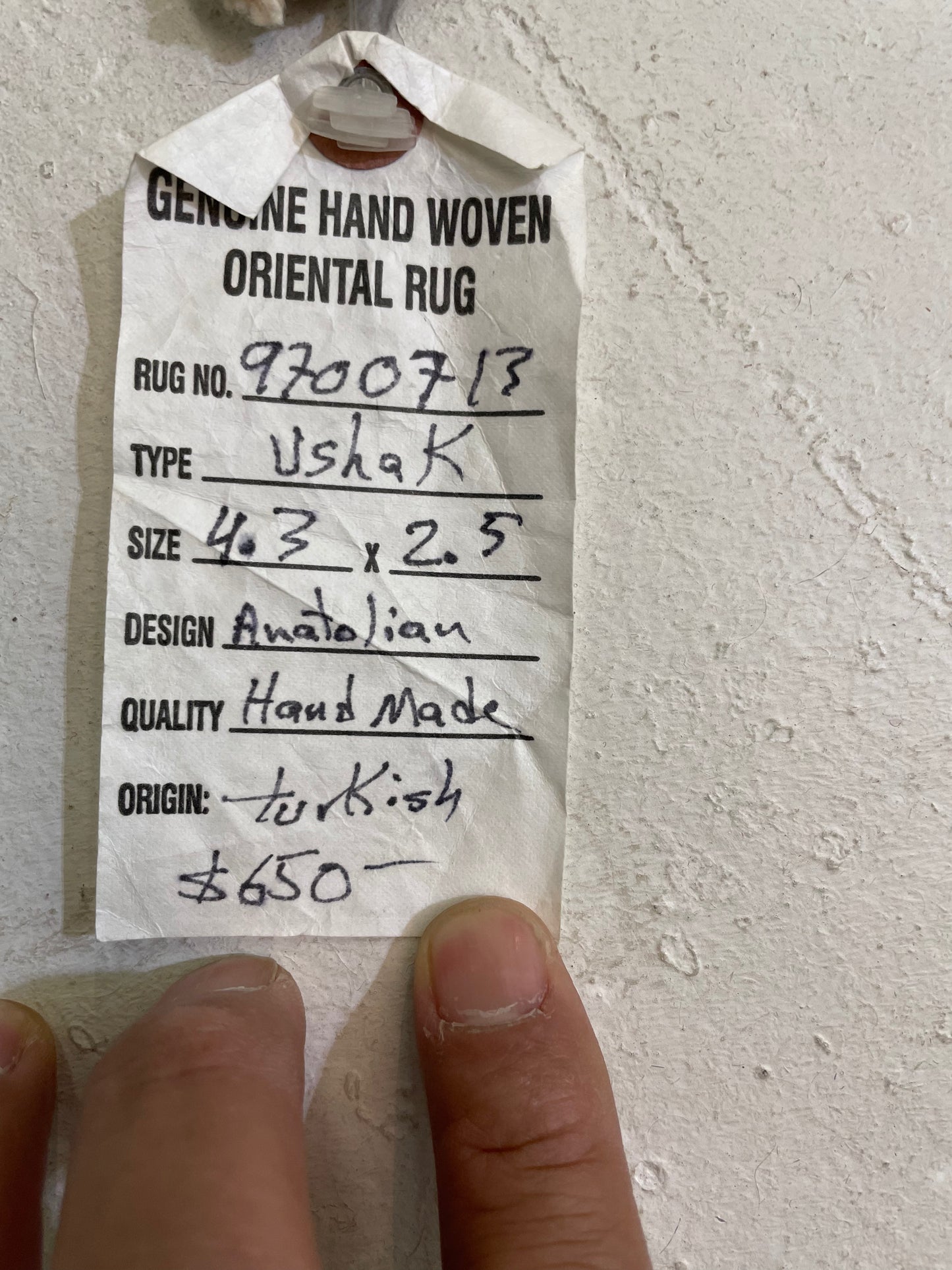 Hand-Knotted Wool Rug Turkish Oushak 2'5" x 4'3"