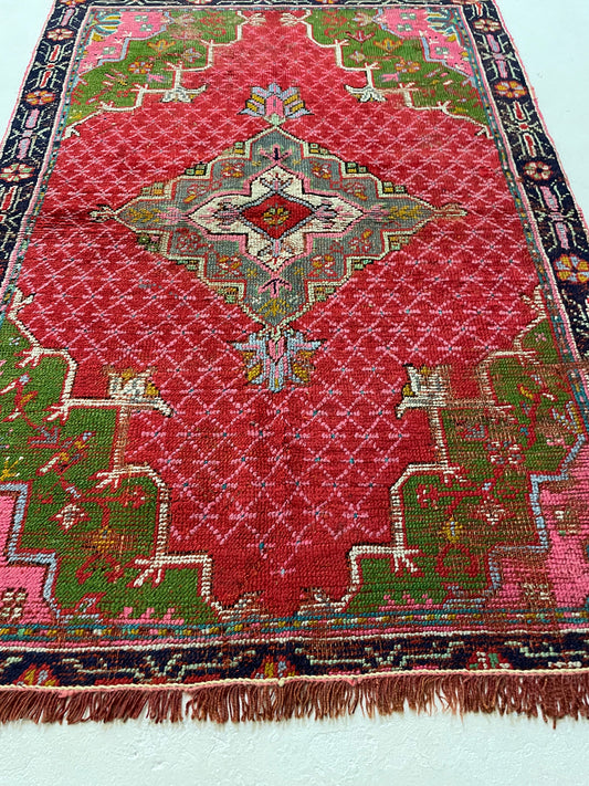 Hand-Knotted Wool Rug Turkish Oushak 3'5" x 4'8"