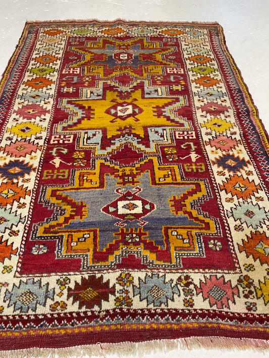 Hand-Knotted Wool Rug Turkish Oushak 3'6" x 5'