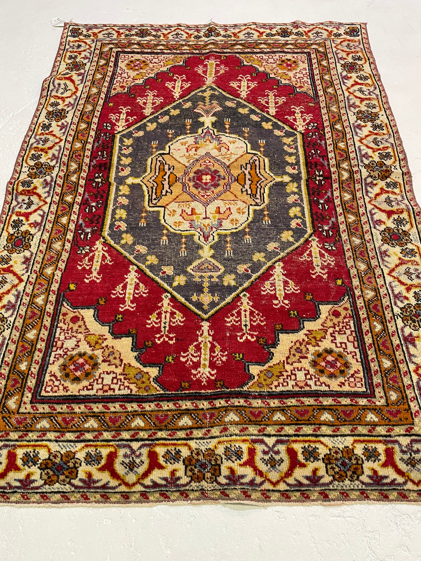 Hand-Knotted Wool Rug Turkish Oushak 3'3" x 4'9"
