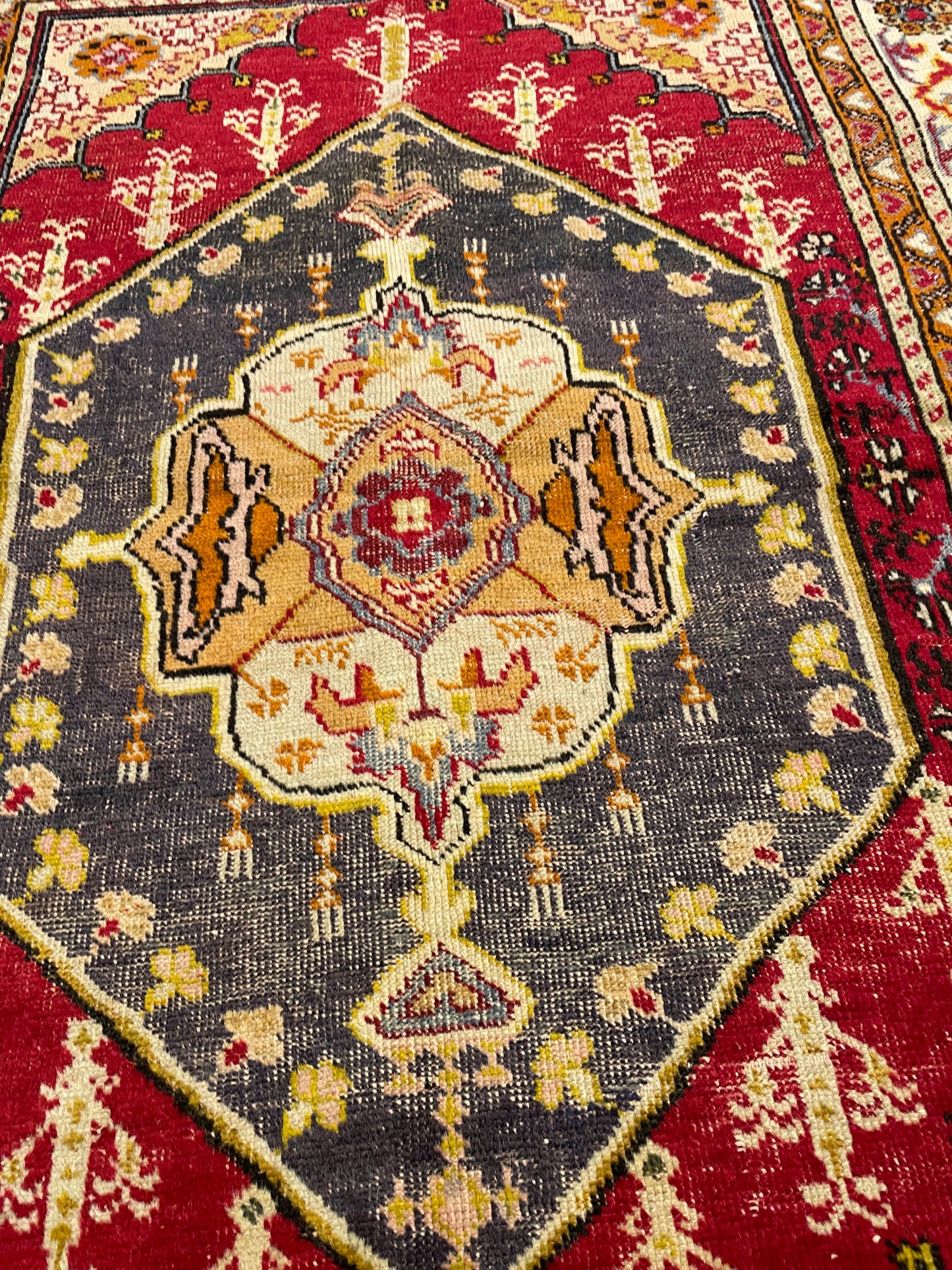 Hand-Knotted Wool Rug Turkish Oushak 3'3" x 4'9"