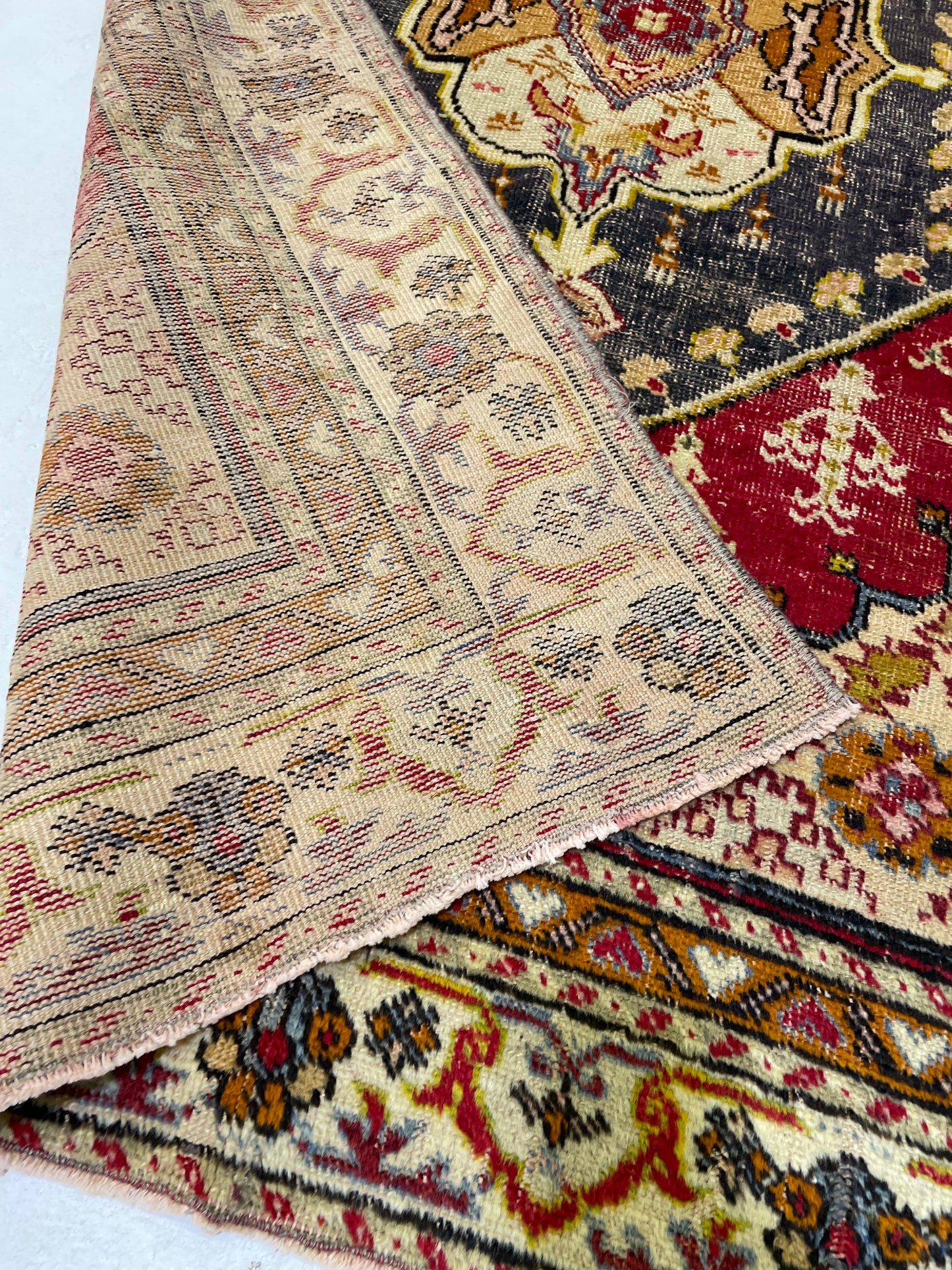 Hand-Knotted Wool Rug Turkish Oushak 3'3" x 4'9"