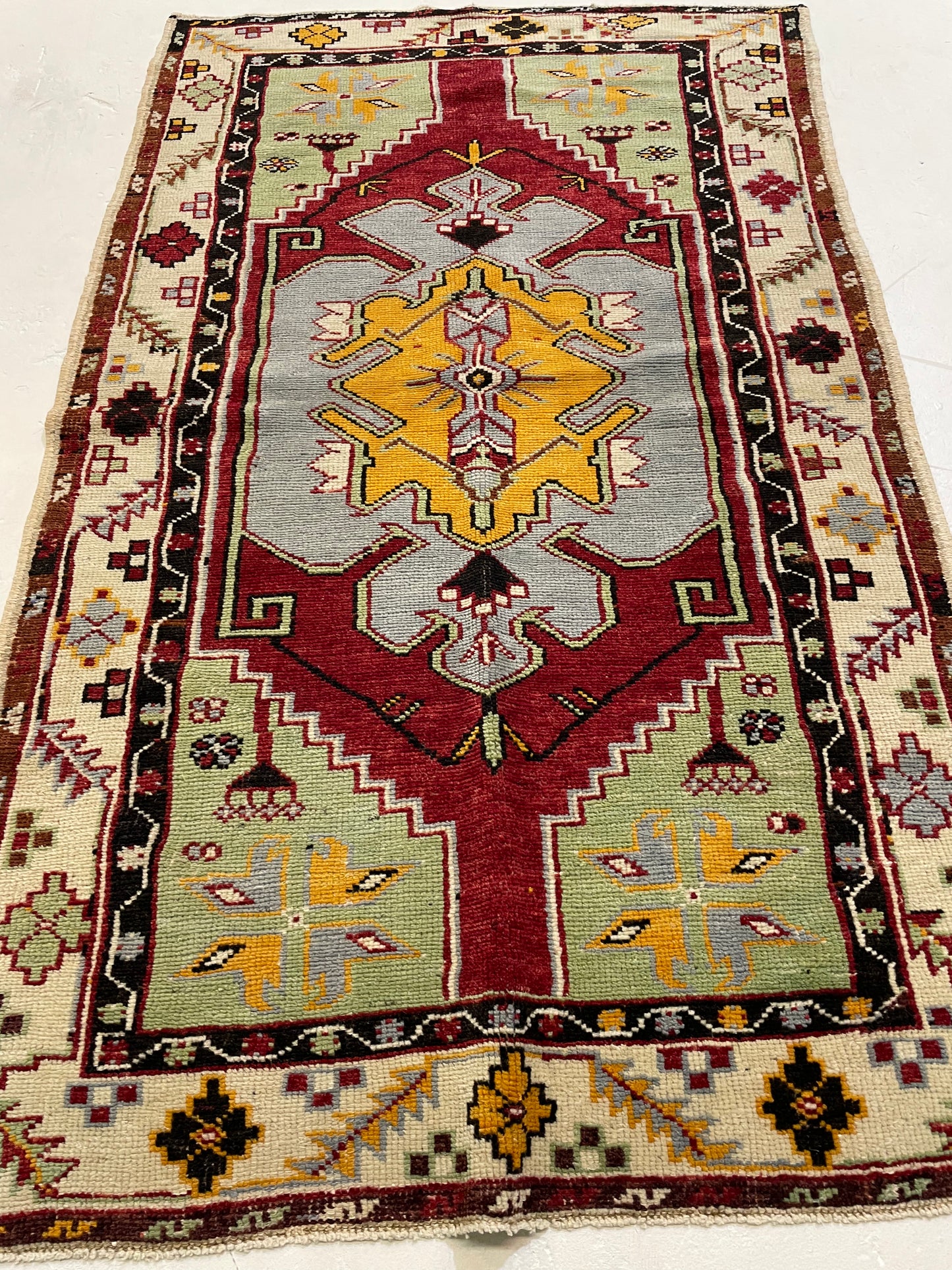 Hand-Knotted Wool Rug Turkish Oushak 3' x 4'11"