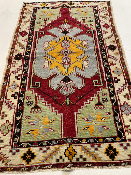 Hand-Knotted Wool Rug Turkish Oushak 3' x 4'11"