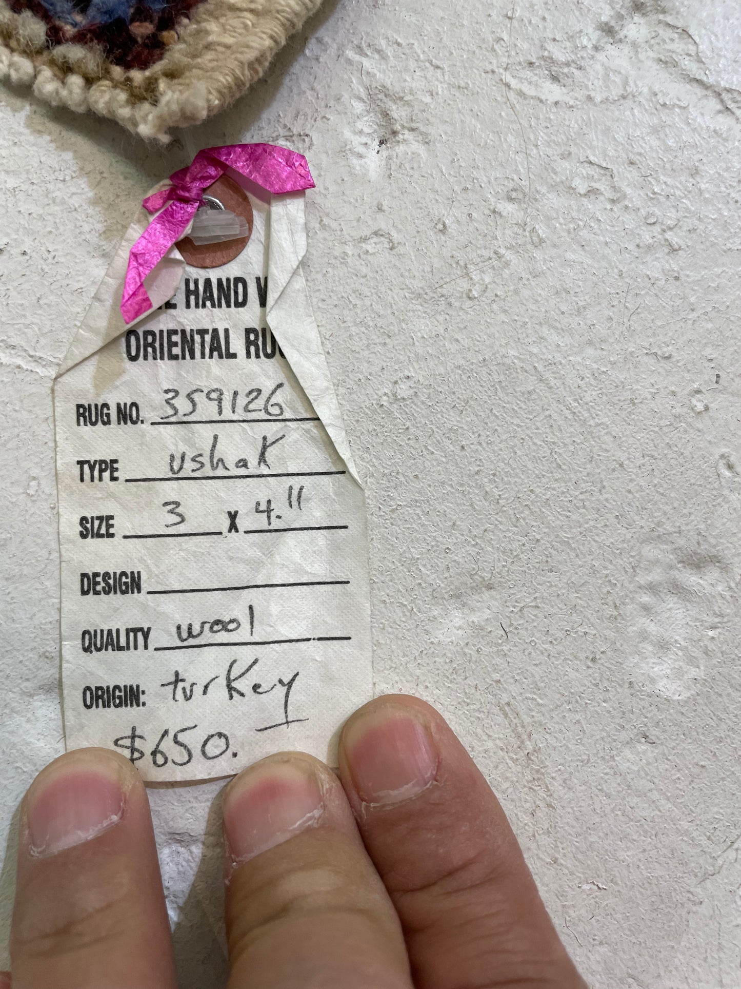 Hand-Knotted Wool Rug Turkish Oushak 3' x 4'11"