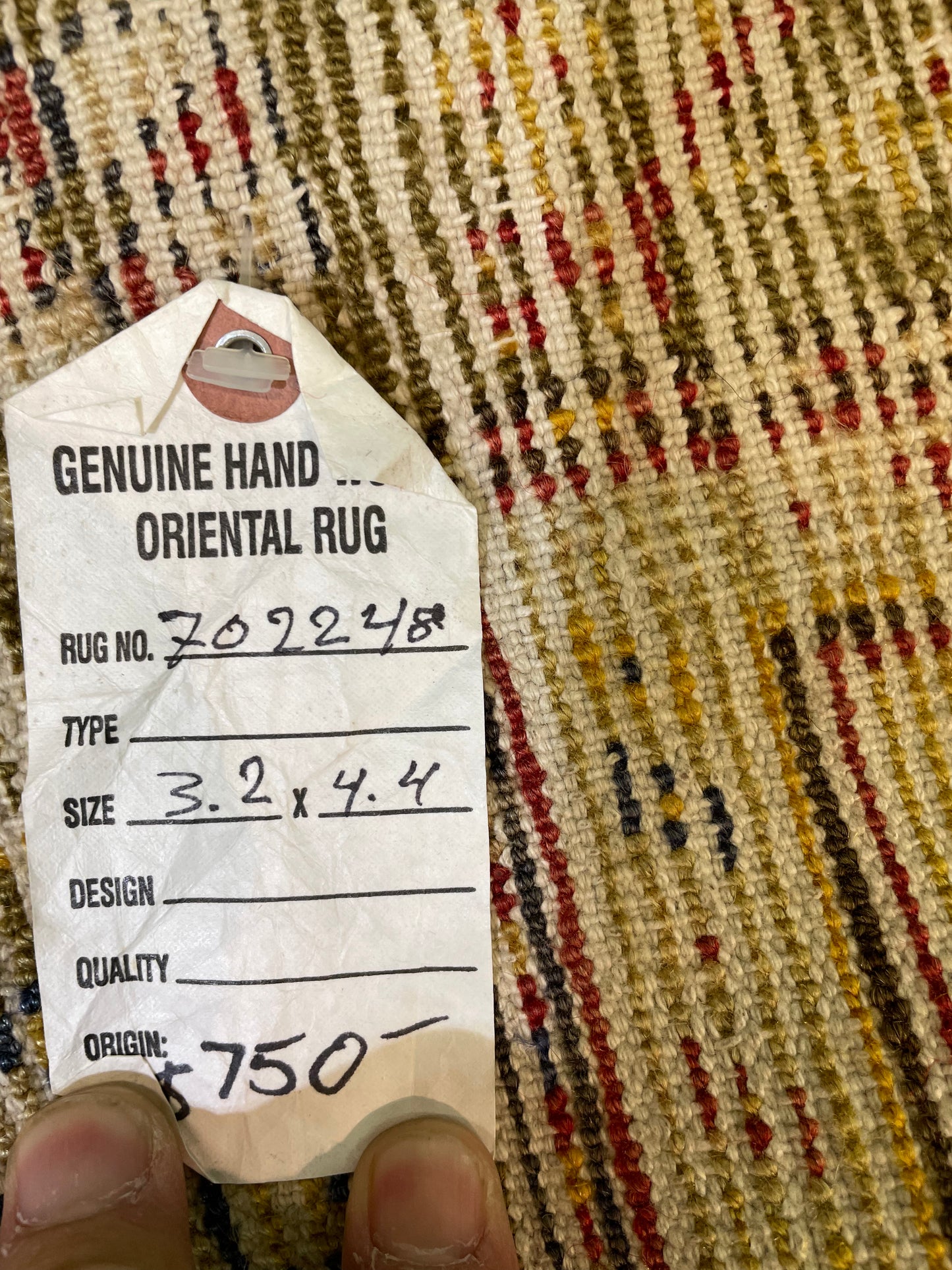 Hand-Knotted Wool Rug Turkish Oushak 3'2" x 4'4"