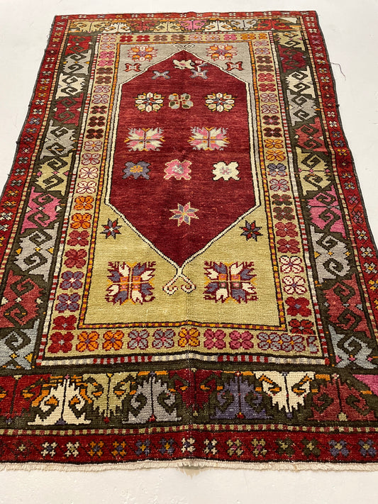 Hand-Knotted Wool Rug Turkish Oushak 3'2" x 4'11"