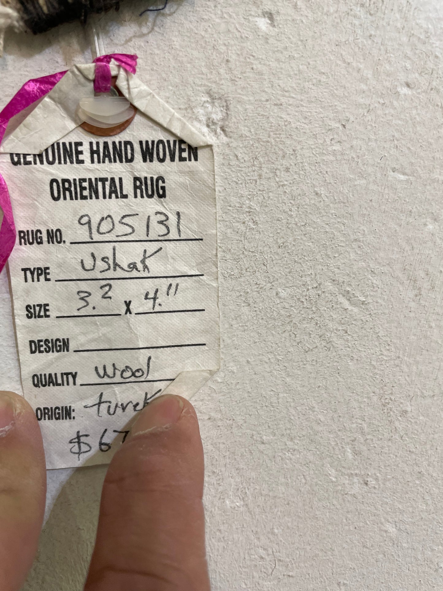 Hand-Knotted Wool Rug Turkish Oushak 3'2" x 4'11"