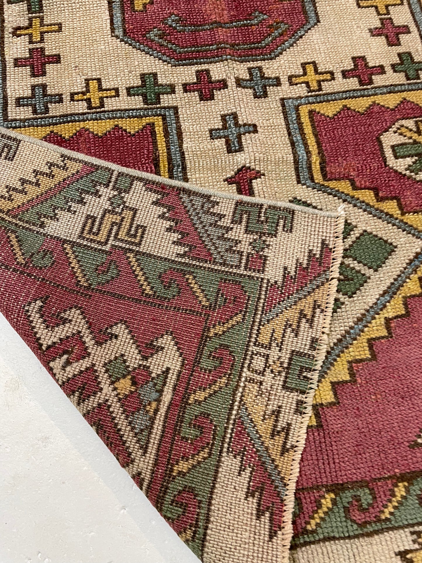 Hand-Knotted Wool Rug Turkish Oushak 3'4" x 4'9"