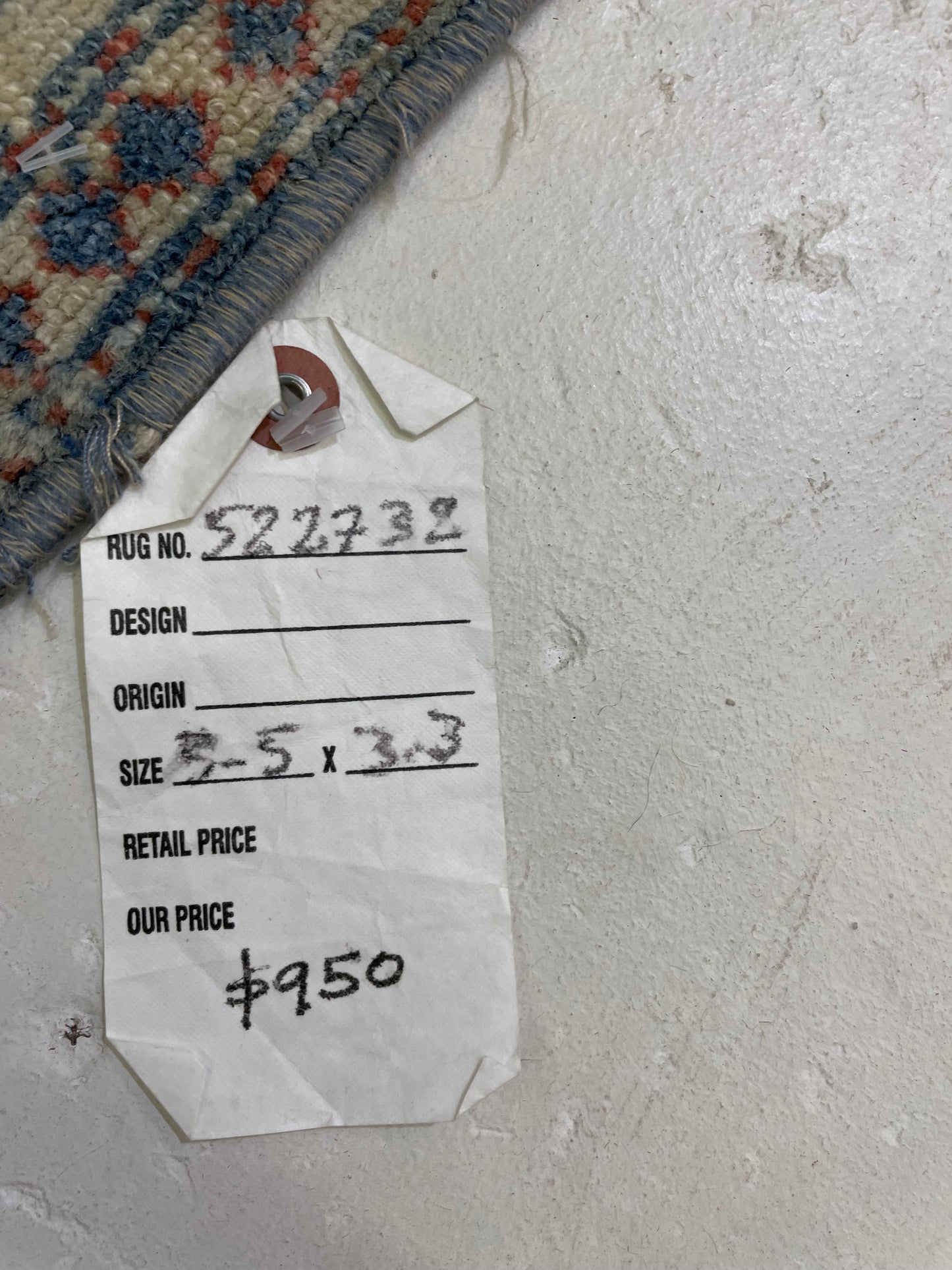 Hand-Knotted Wool Rug Turkish Oushak 3'3" x 5'5"