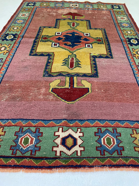 Hand-Knotted Wool Rug Turkish Oushak 4'5" x 6'6"