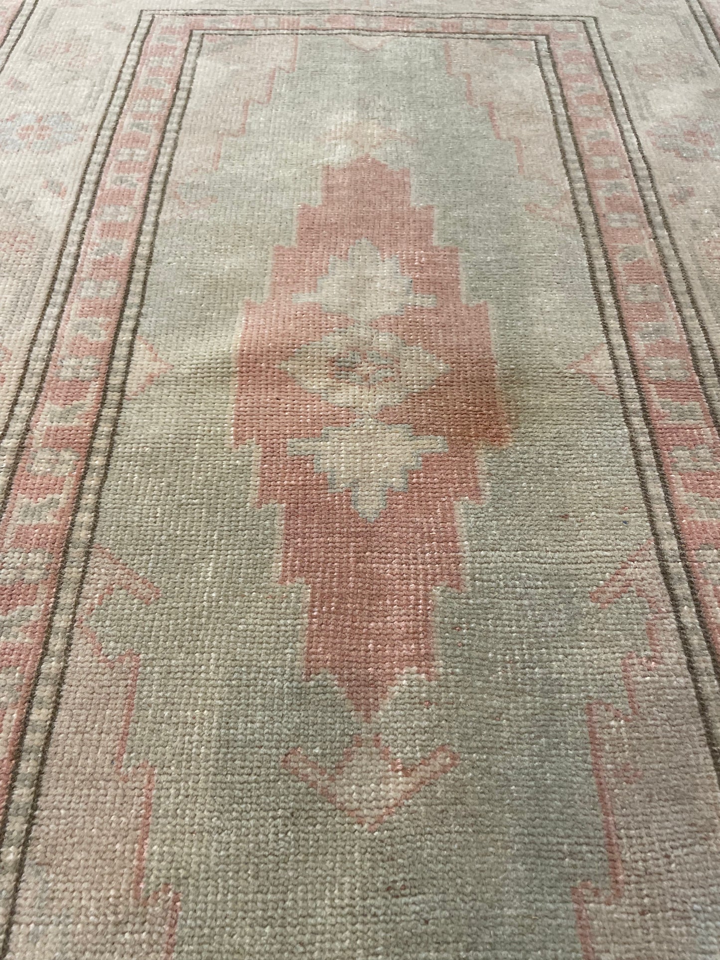 Hand-Knotted Wool Rug Turkish Oushak 2'10" x 4'2"