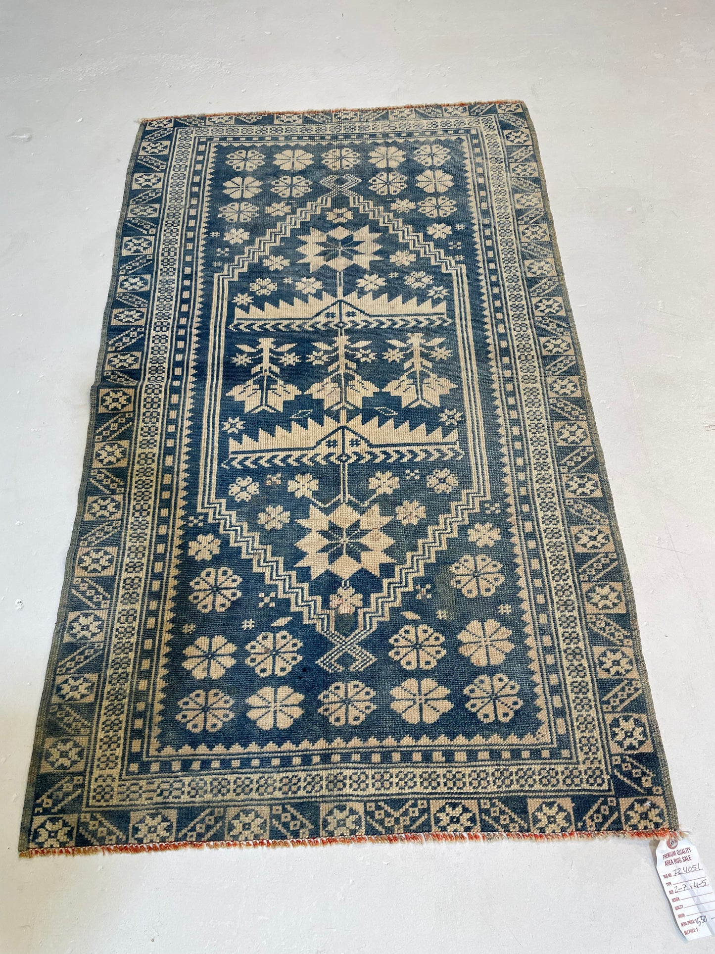 Hand-Knotted Wool Rug Turkish Oushak 2'7" x 4'5"
