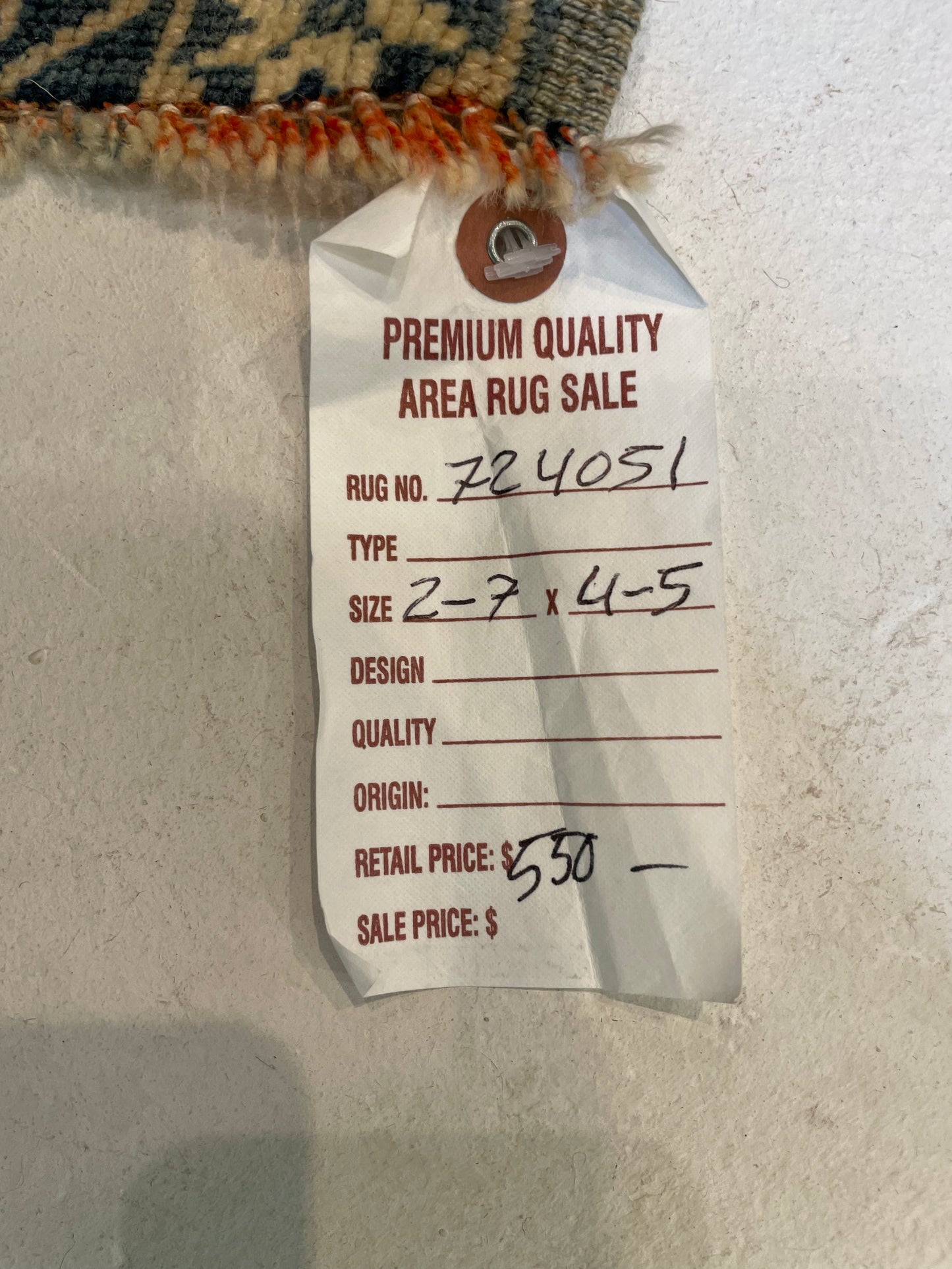 Hand-Knotted Wool Rug Turkish Oushak 2'7" x 4'5"