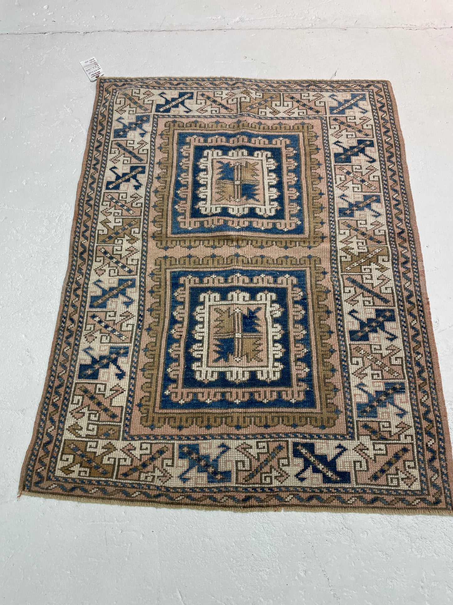 Hand-Knotted Wool Rug Turkish Oushak 3'2" x 4'4"