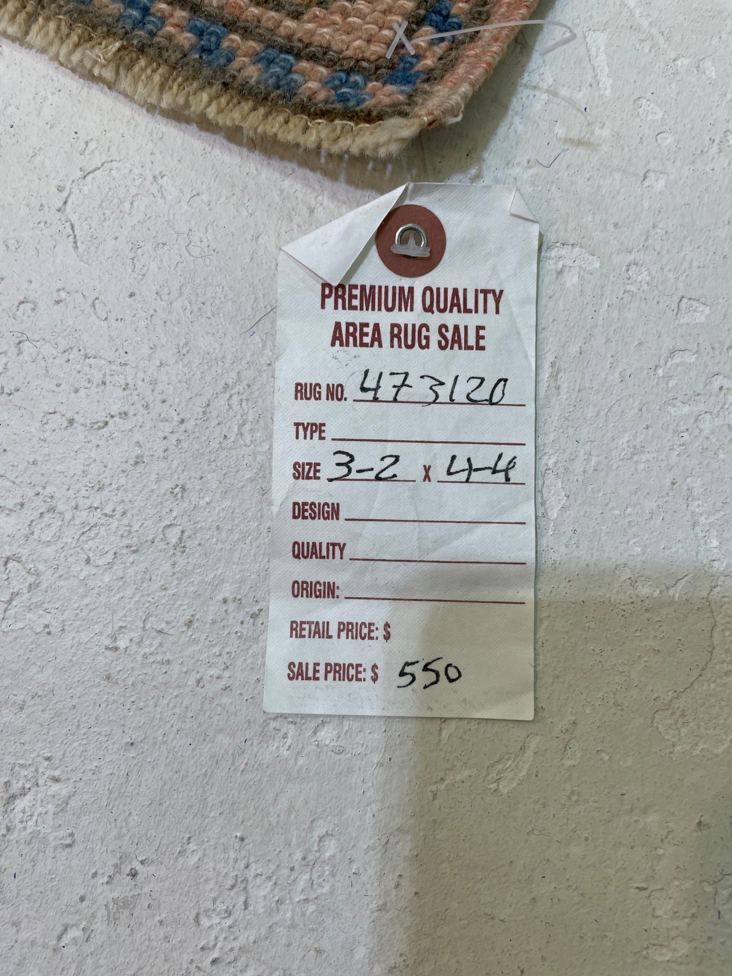 Hand-Knotted Wool Rug Turkish Oushak 3'2" x 4'4"