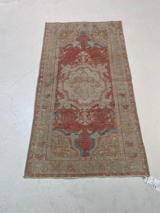 Hand-Knotted Wool Rug Turkish Oushak 2'4" x 4'2"