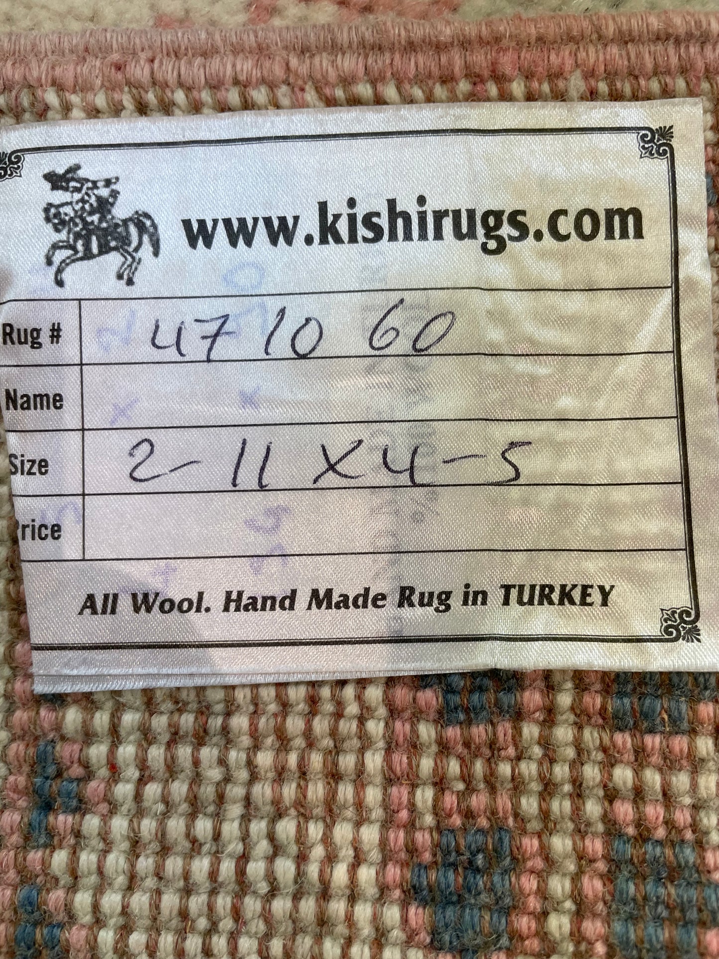 Hand-Knotted Wool Rug Turkish Oushak 2'11" x 4'5"