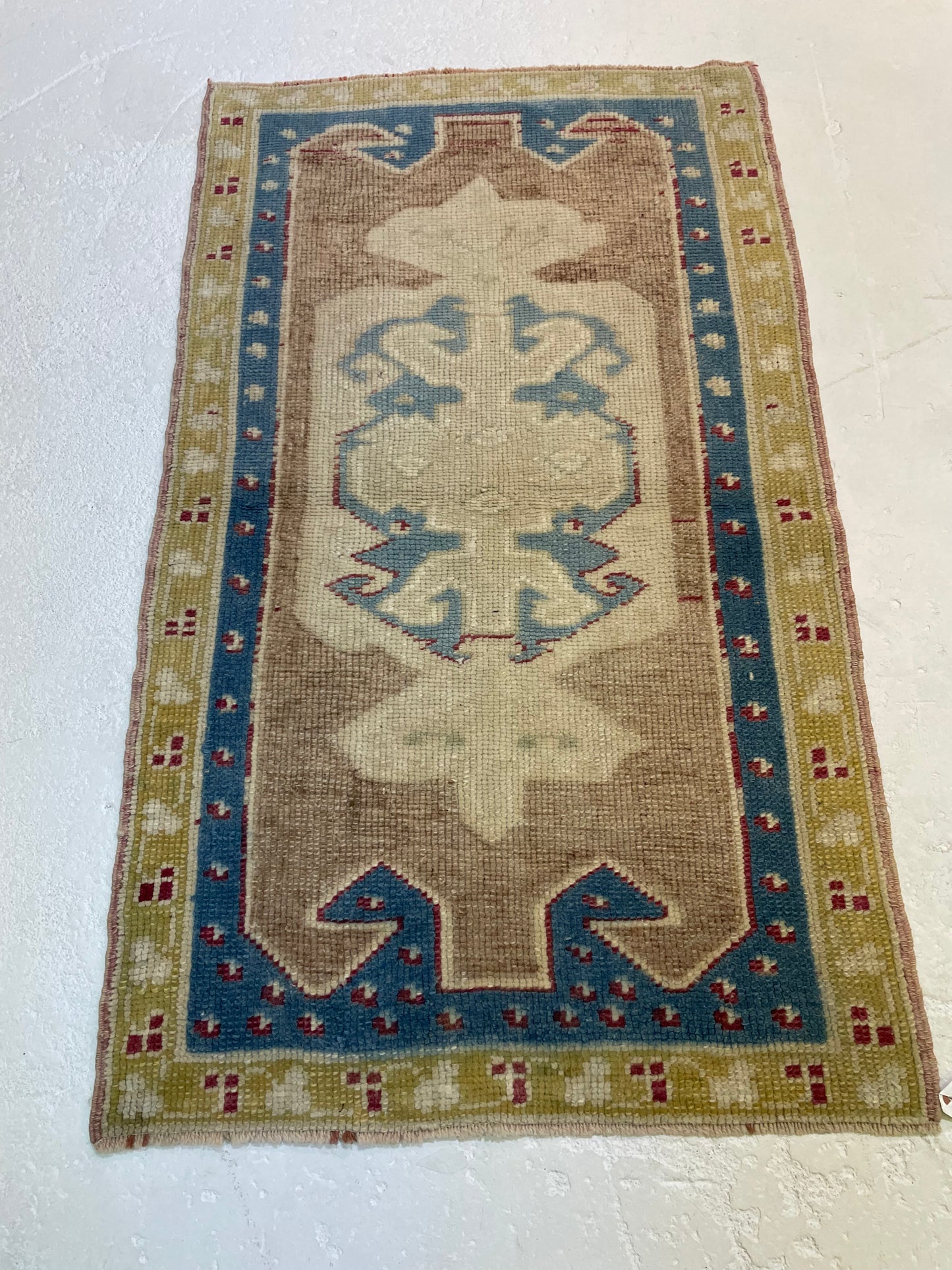 Hand-Knotted Wool Rug Turkish Oushak 2'2" x 3'6"