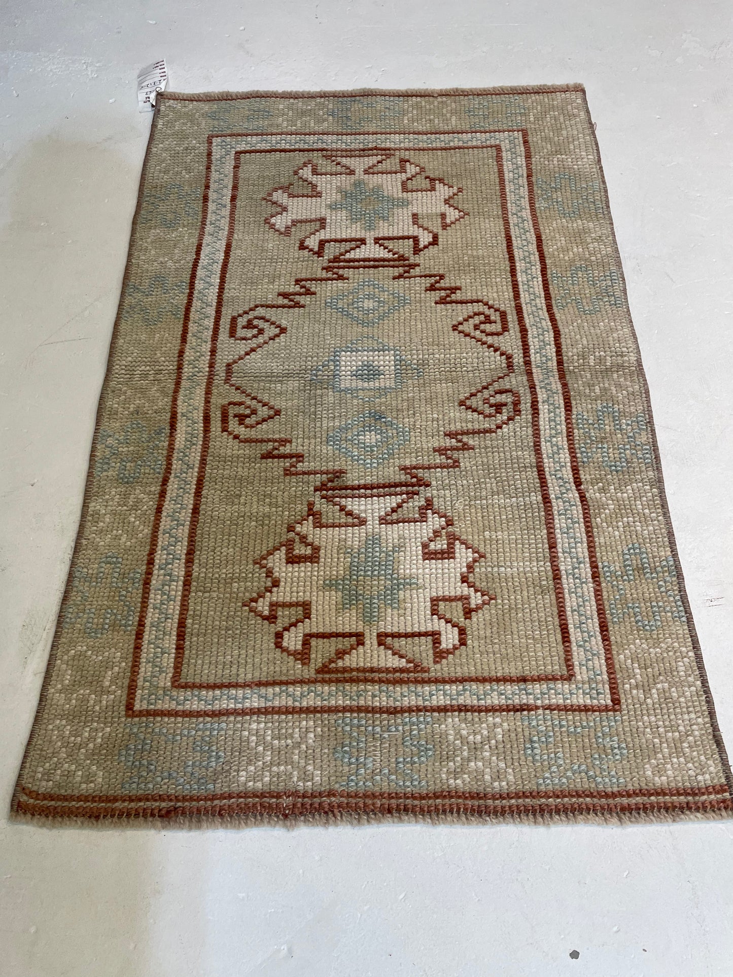 Hand-Knotted Wool Rug Turkish Oushak 2'3" x 3'6"