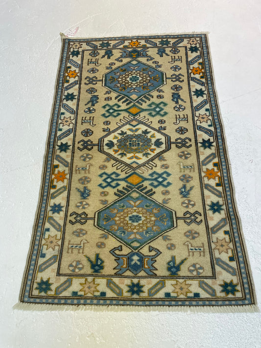 Hand-Knotted Wool Rug Turkish Oushak 2'4" x 4'