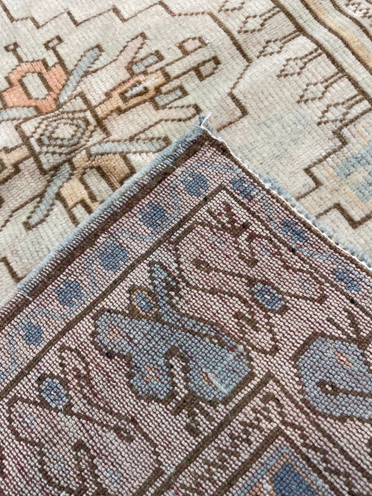 Hand-Knotted Wool Rug Turkish Oushak 2'8" x 4'1"