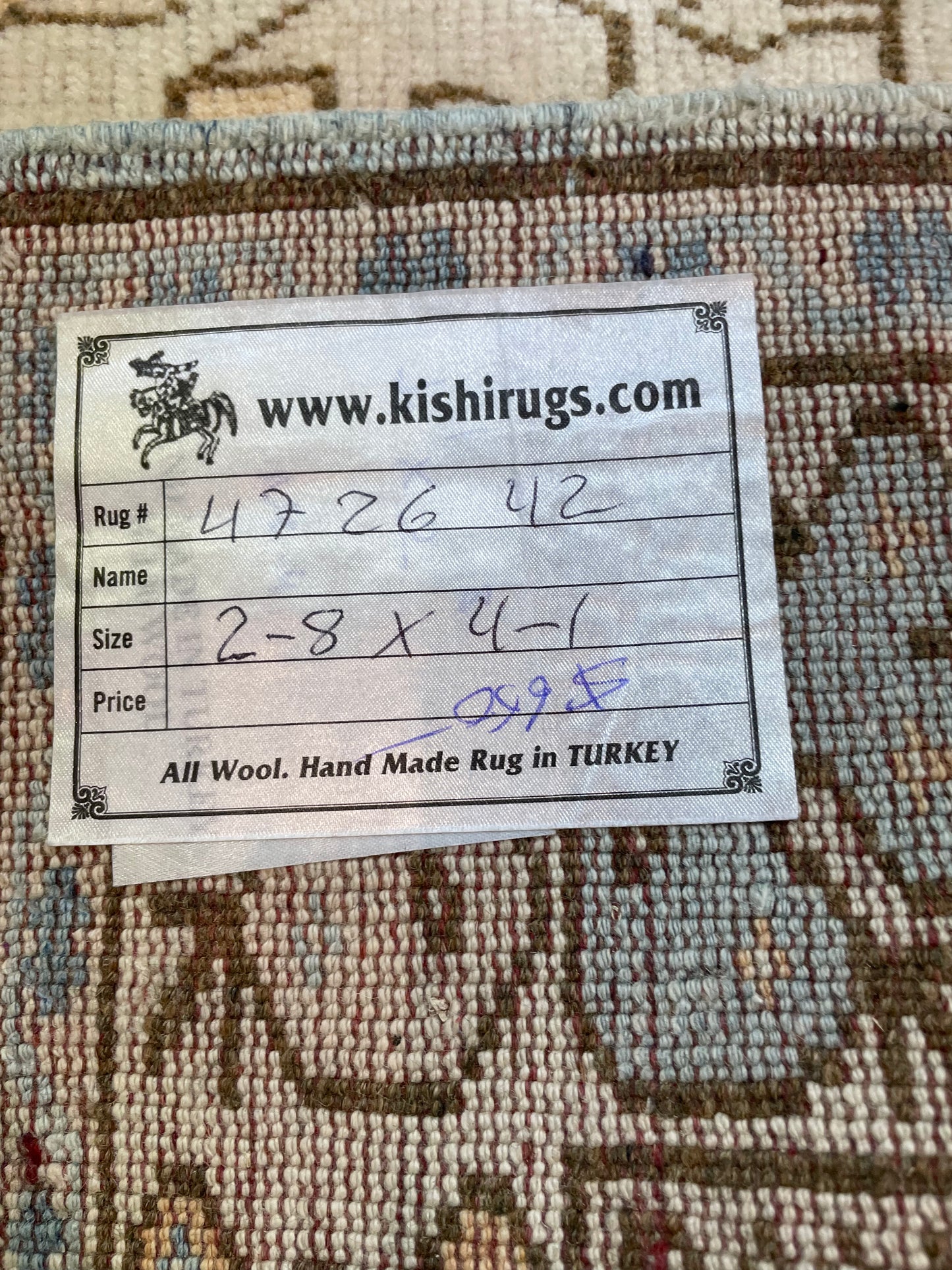 Hand-Knotted Wool Rug Turkish Oushak 2'8" x 4'1"