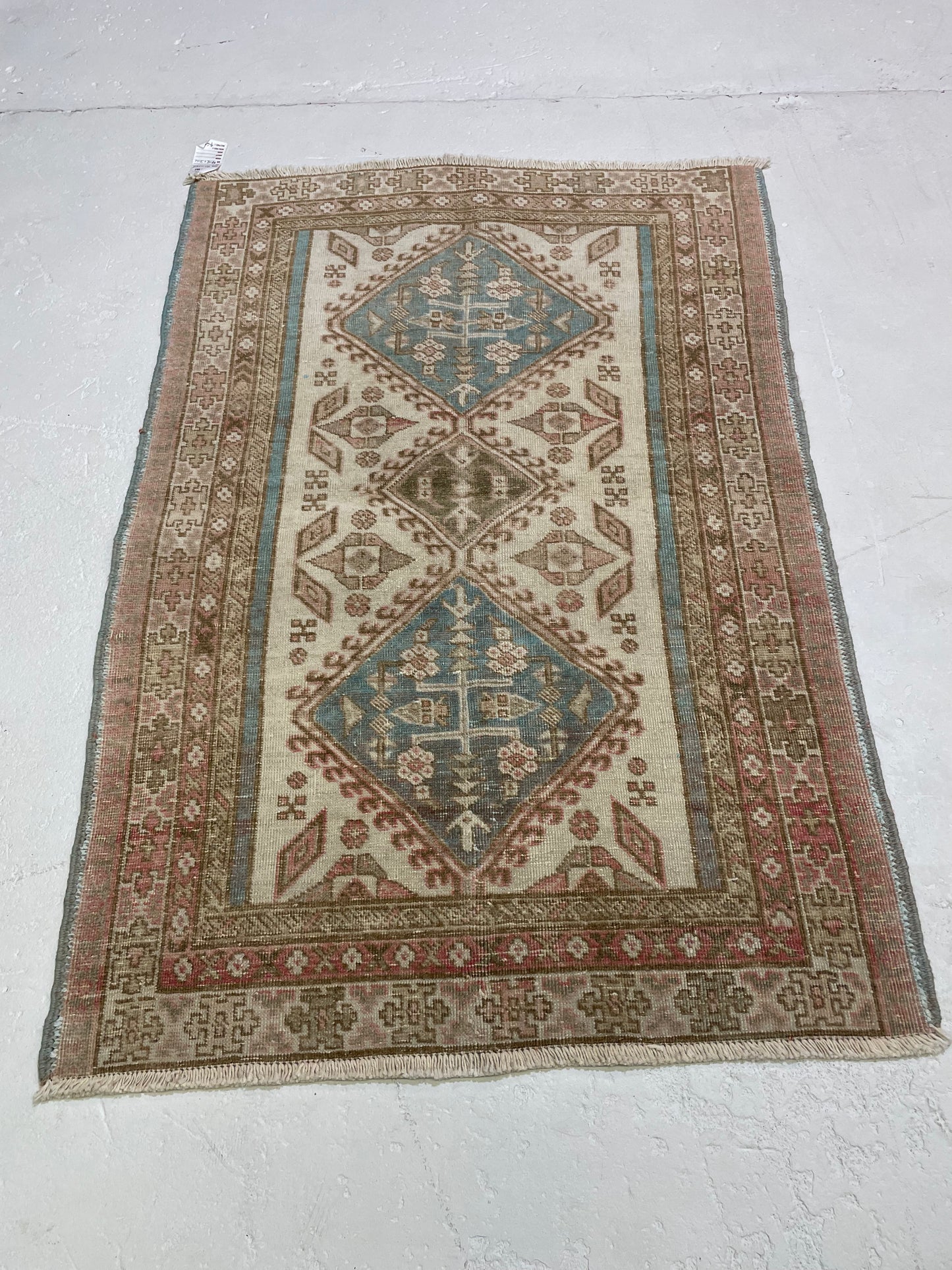 Hand-Knotted Wool Rug Turkish Oushak 3'4" x 4'8"