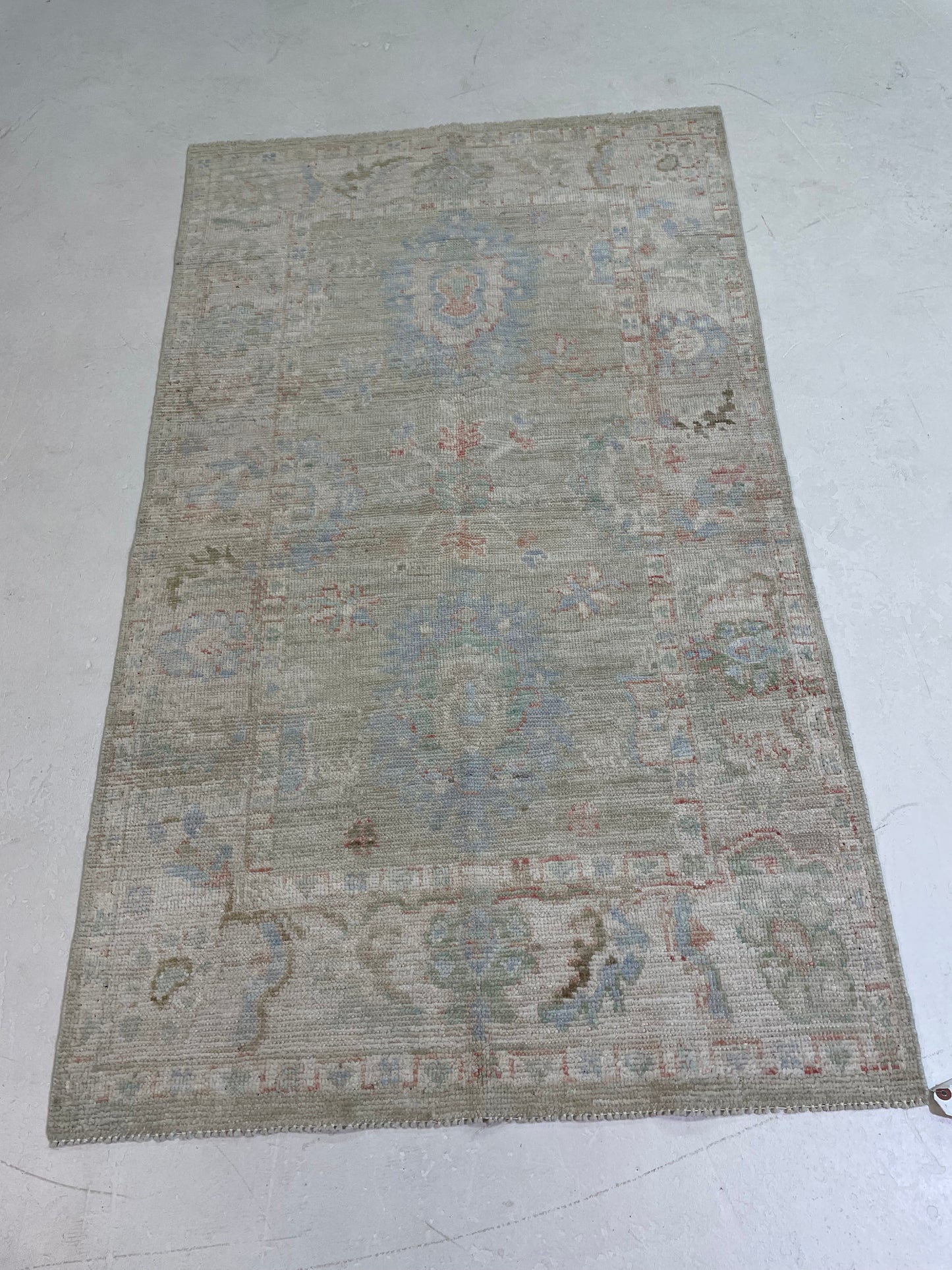 Hand-Knotted Wool Rug Turkish Oushak 2'11" x 5'1"
