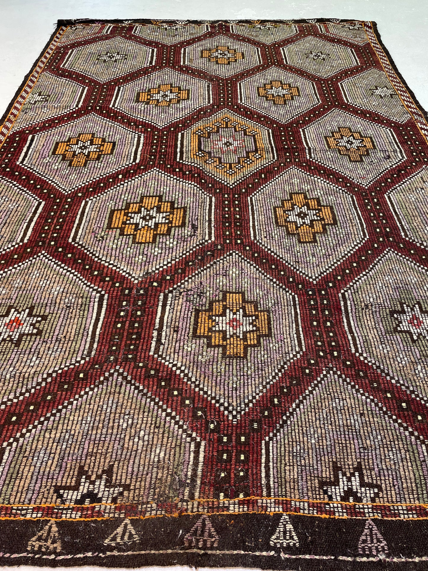 Hand-Knotted Wool Rug Turkish Oushak 6'3" x 9'7"