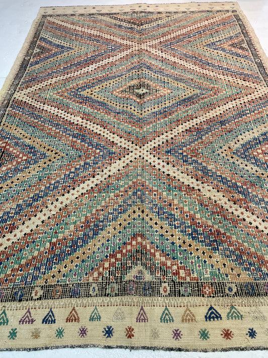 Hand-Knotted Wool Rug Turkish Oushak 6'1" x 9'8"