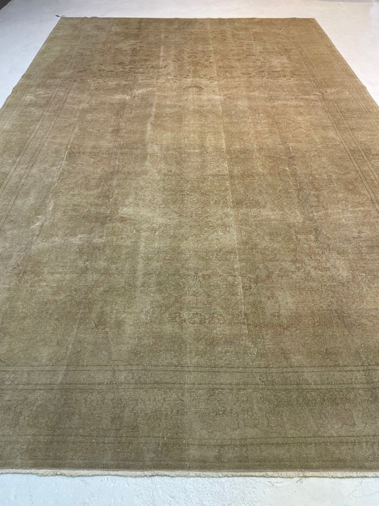 Antique Hand-Knotted Wool Rug Turkish Oushak 7'8" x 12'4"