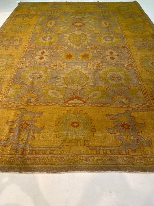 Hand-Knotted Wool Rug Turkish Oushak 9' x 12'2"