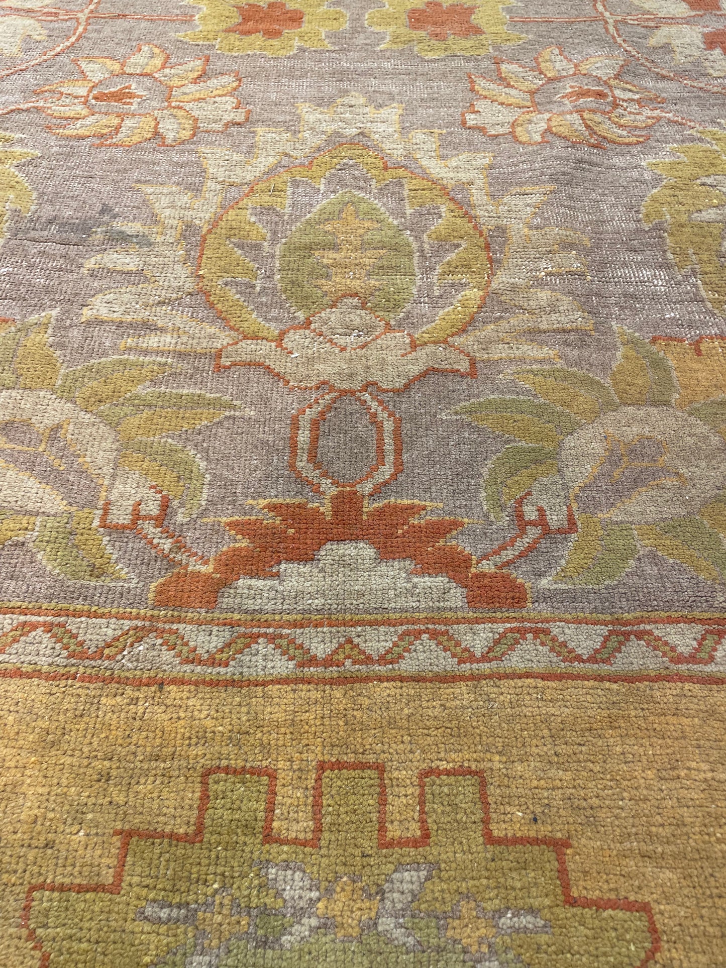 Hand-Knotted Wool Rug Turkish Oushak 9' x 12'2"