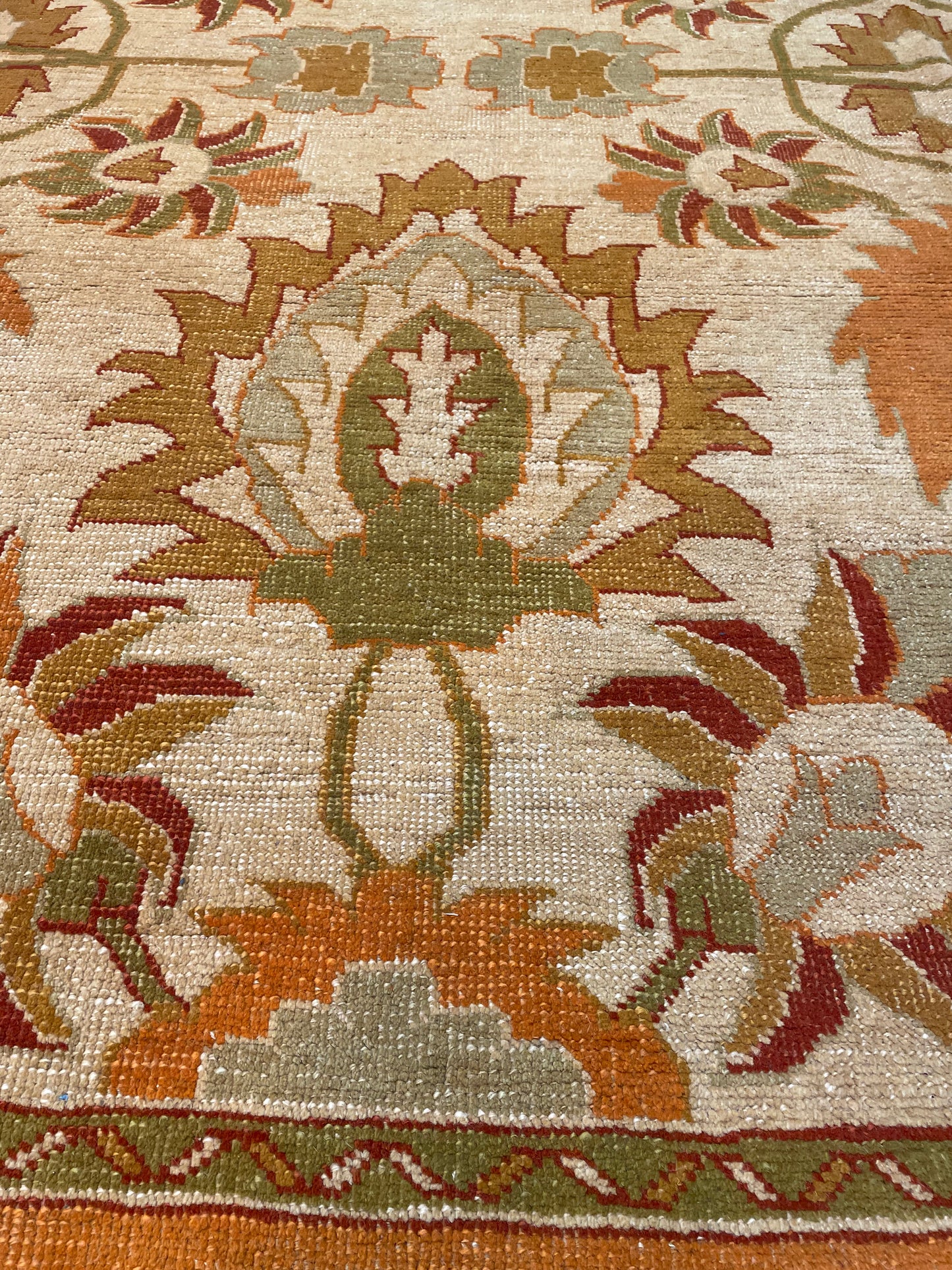 Hand-Knotted Wool Rug Turkish Oushak 9' x 12'