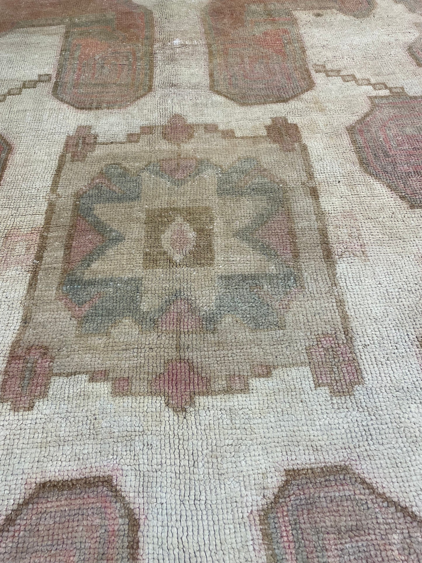 Hand-Knotted Wool Rug Turkish Oushak 7'2" x 12'3"