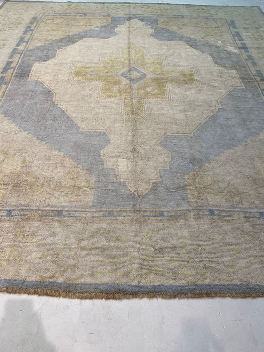 Hand-Knotted Wool Rug Turkish Oushak 10'8" x 11'10"